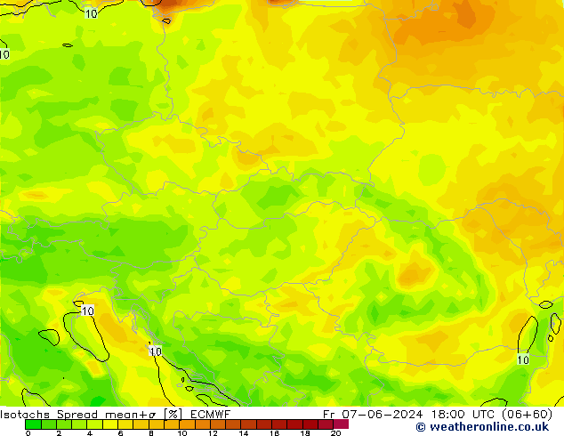 Isotachs Spread ECMWF ven 07.06.2024 18 UTC