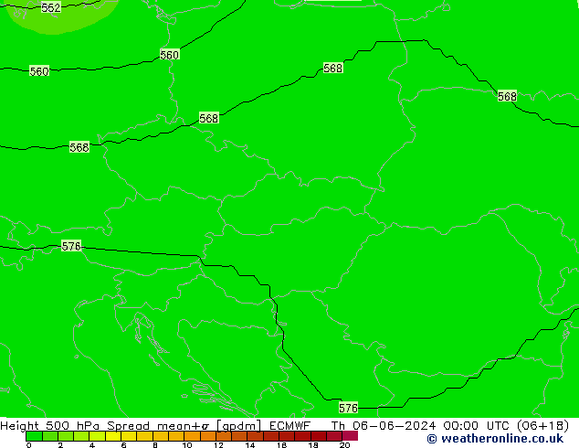 Height 500 hPa Spread ECMWF czw. 06.06.2024 00 UTC