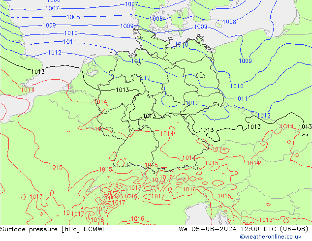 Bodendruck ECMWF Mi 05.06.2024 12 UTC