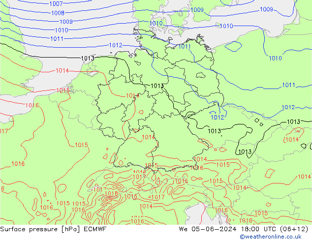 Luchtdruk (Grond) ECMWF wo 05.06.2024 18 UTC