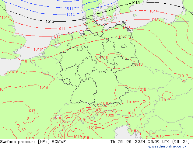 приземное давление ECMWF чт 06.06.2024 06 UTC