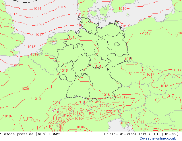 Surface pressure ECMWF Fr 07.06.2024 00 UTC