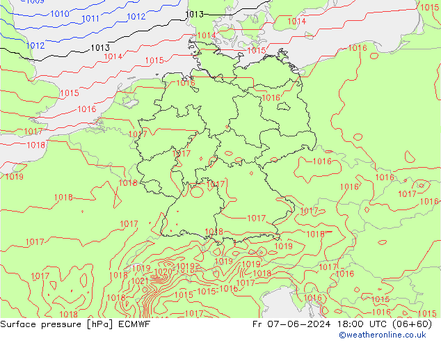 ciśnienie ECMWF pt. 07.06.2024 18 UTC