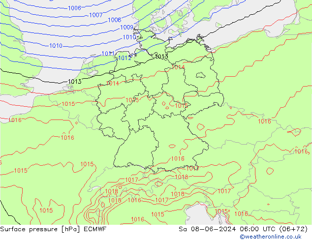 pressão do solo ECMWF Sáb 08.06.2024 06 UTC