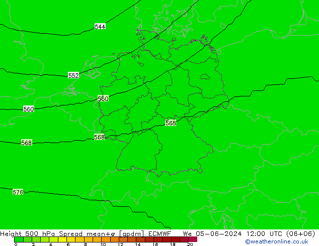 Geop. 500 hPa Spread ECMWF mié 05.06.2024 12 UTC