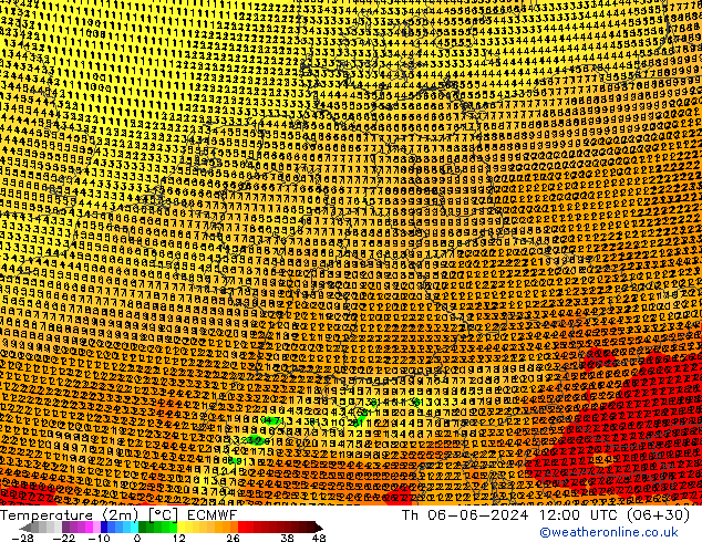 Sıcaklık Haritası (2m) ECMWF Per 06.06.2024 12 UTC