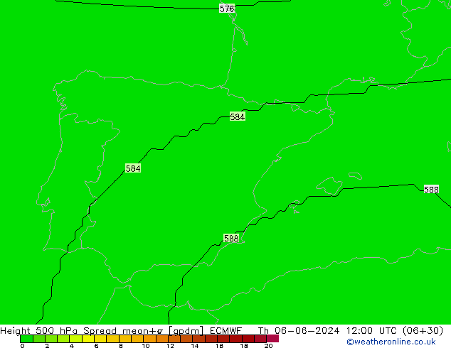 Géop. 500 hPa Spread ECMWF jeu 06.06.2024 12 UTC