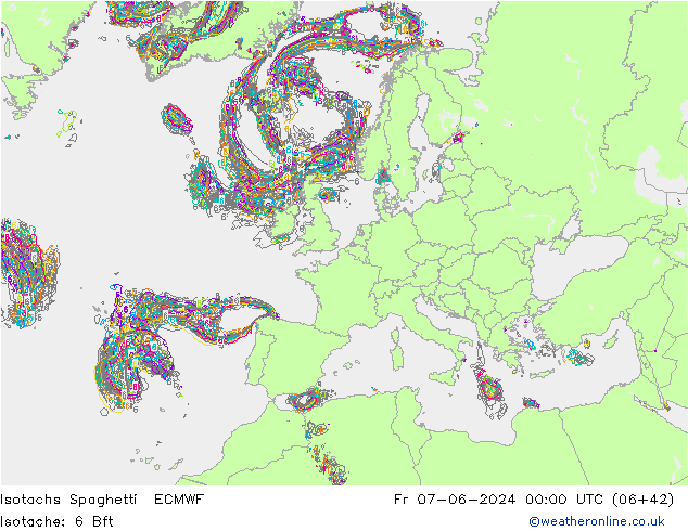 Eşrüzgar Hızları Spaghetti ECMWF Cu 07.06.2024 00 UTC