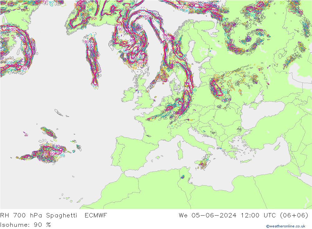 RV 700 hPa Spaghetti ECMWF wo 05.06.2024 12 UTC
