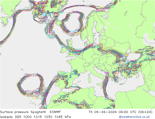 pression de l'air Spaghetti ECMWF jeu 06.06.2024 06 UTC