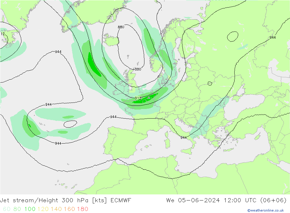 Corrente a getto ECMWF mer 05.06.2024 12 UTC