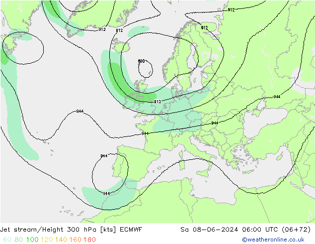 Straalstroom ECMWF za 08.06.2024 06 UTC