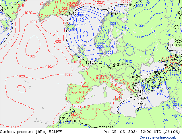 Surface pressure ECMWF We 05.06.2024 12 UTC