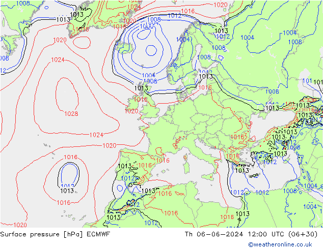 Bodendruck ECMWF Do 06.06.2024 12 UTC