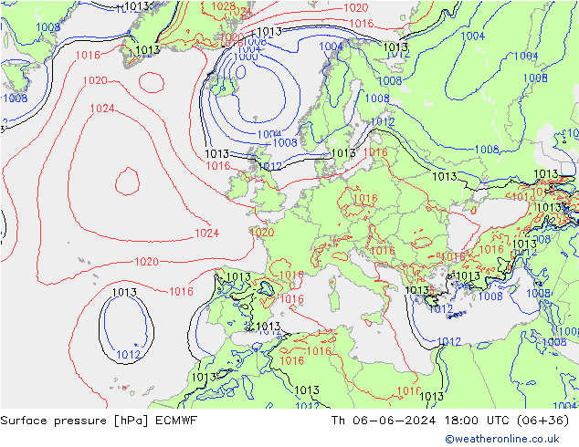 приземное давление ECMWF чт 06.06.2024 18 UTC