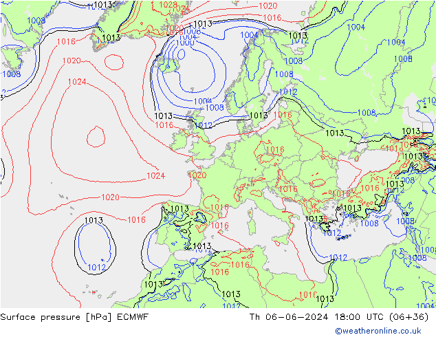 ciśnienie ECMWF czw. 06.06.2024 18 UTC