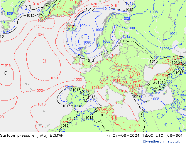 Surface pressure ECMWF Fr 07.06.2024 18 UTC