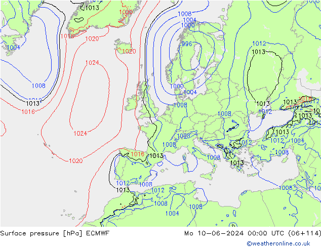 Surface pressure ECMWF Mo 10.06.2024 00 UTC