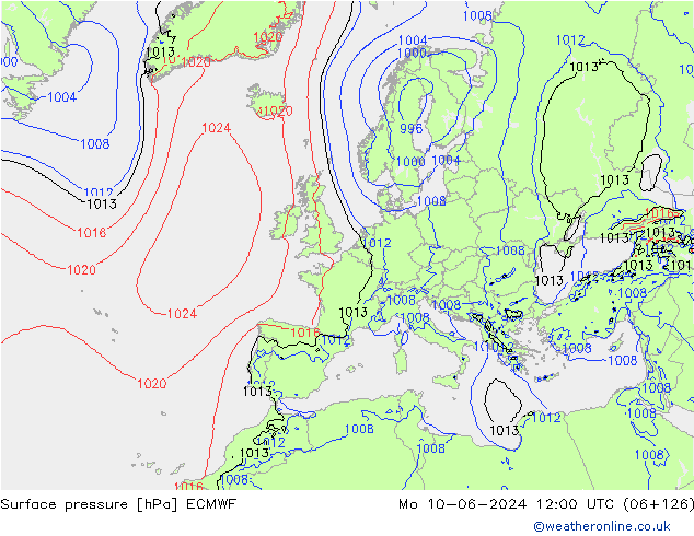 pression de l'air ECMWF lun 10.06.2024 12 UTC