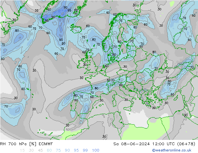 RV 700 hPa ECMWF za 08.06.2024 12 UTC