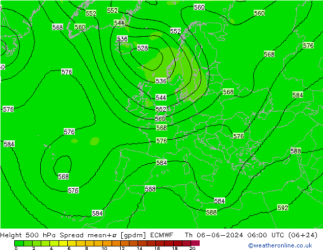 Height 500 hPa Spread ECMWF Do 06.06.2024 06 UTC