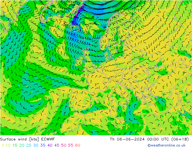 Viento 10 m ECMWF jue 06.06.2024 00 UTC