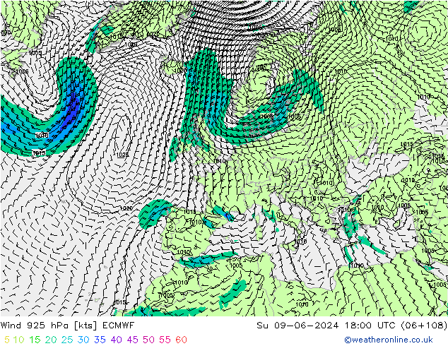 Wind 925 hPa ECMWF Su 09.06.2024 18 UTC