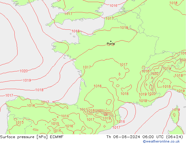 Yer basıncı ECMWF Per 06.06.2024 06 UTC