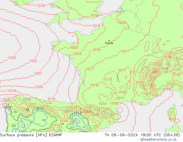 ciśnienie ECMWF czw. 06.06.2024 18 UTC