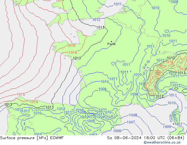 pression de l'air ECMWF sam 08.06.2024 18 UTC