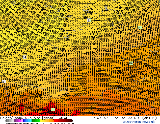 Height/Temp. 925 hPa ECMWF Fr 07.06.2024 00 UTC