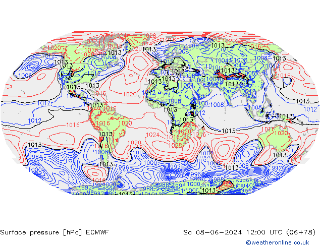 Atmosférický tlak ECMWF So 08.06.2024 12 UTC