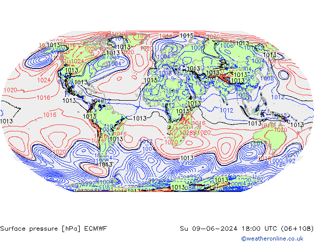 Yer basıncı ECMWF Paz 09.06.2024 18 UTC