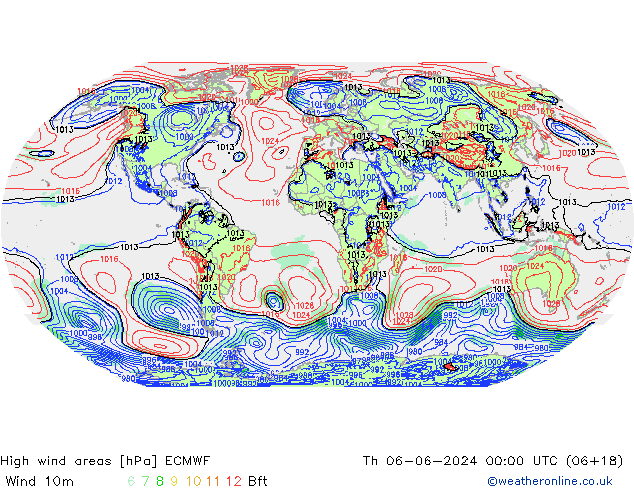 High wind areas ECMWF Th 06.06.2024 00 UTC