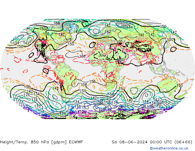 Height/Temp. 850 hPa ECMWF Sa 08.06.2024 00 UTC