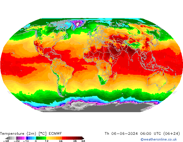 Temperatuurkaart (2m) ECMWF do 06.06.2024 06 UTC