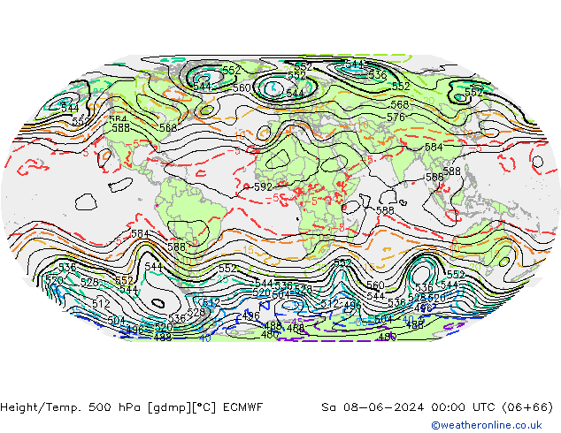 Height/Temp. 500 hPa ECMWF  08.06.2024 00 UTC