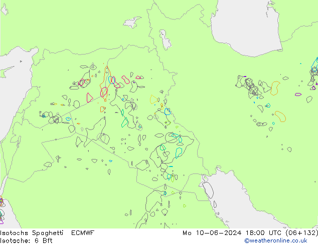 Isotachs Spaghetti ECMWF lun 10.06.2024 18 UTC