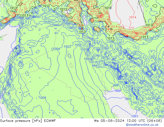 Presión superficial ECMWF mié 05.06.2024 12 UTC