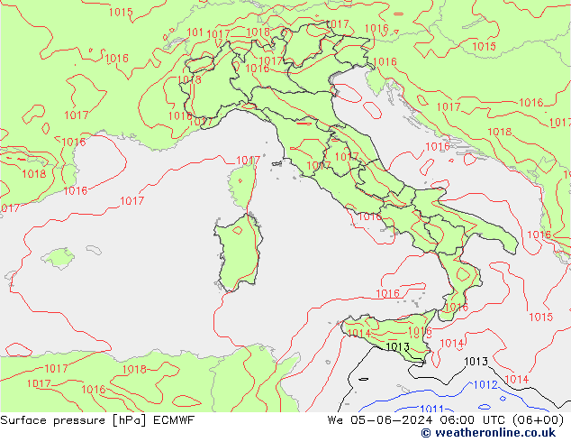 Atmosférický tlak ECMWF St 05.06.2024 06 UTC