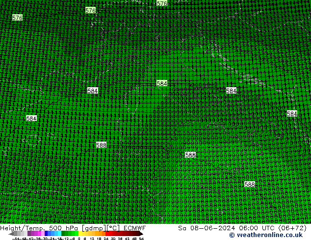 Height/Temp. 500 hPa ECMWF sab 08.06.2024 06 UTC