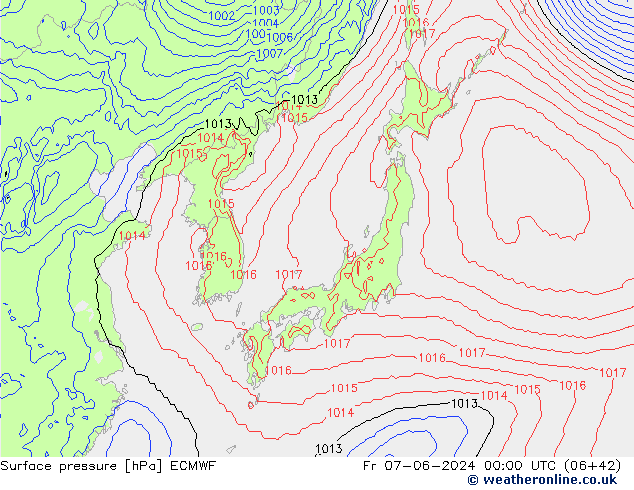 ciśnienie ECMWF pt. 07.06.2024 00 UTC