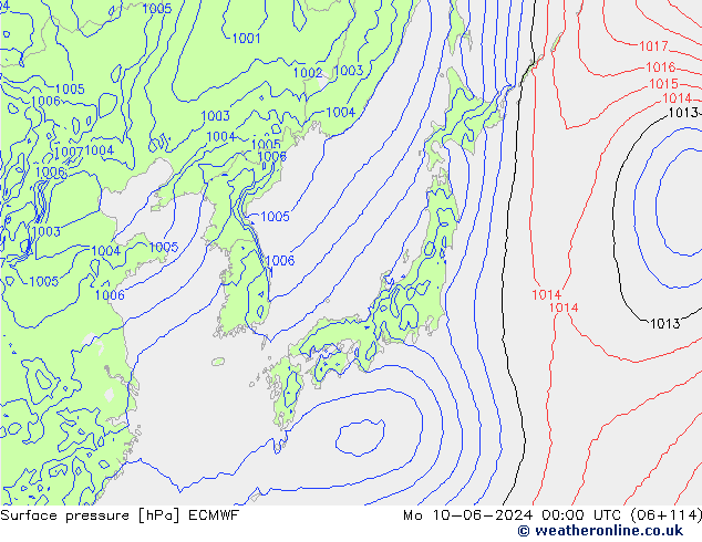 pression de l'air ECMWF lun 10.06.2024 00 UTC