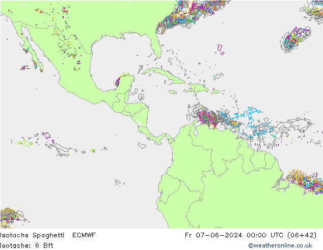 Isotachs Spaghetti ECMWF ven 07.06.2024 00 UTC