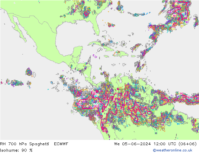 RH 700 hPa Spaghetti ECMWF We 05.06.2024 12 UTC