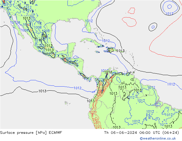 Atmosférický tlak ECMWF Čt 06.06.2024 06 UTC