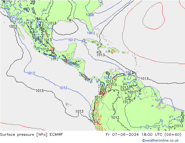 приземное давление ECMWF пт 07.06.2024 18 UTC