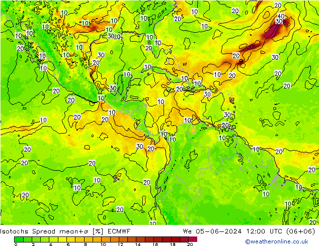 Isotachs Spread ECMWF We 05.06.2024 12 UTC