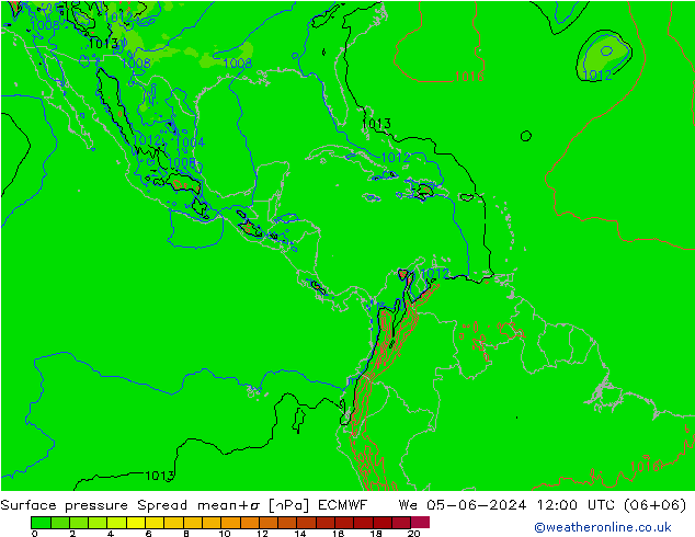 приземное давление Spread ECMWF ср 05.06.2024 12 UTC