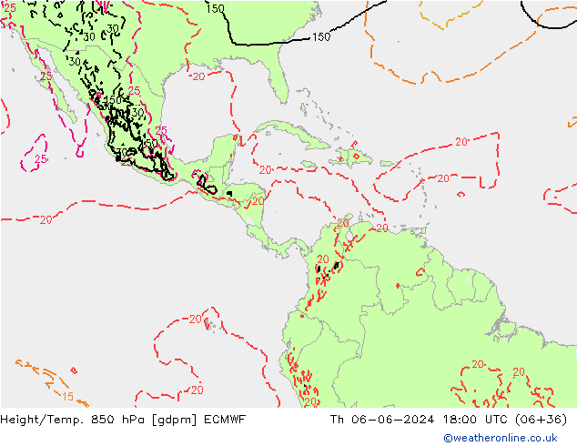 Height/Temp. 850 hPa ECMWF czw. 06.06.2024 18 UTC